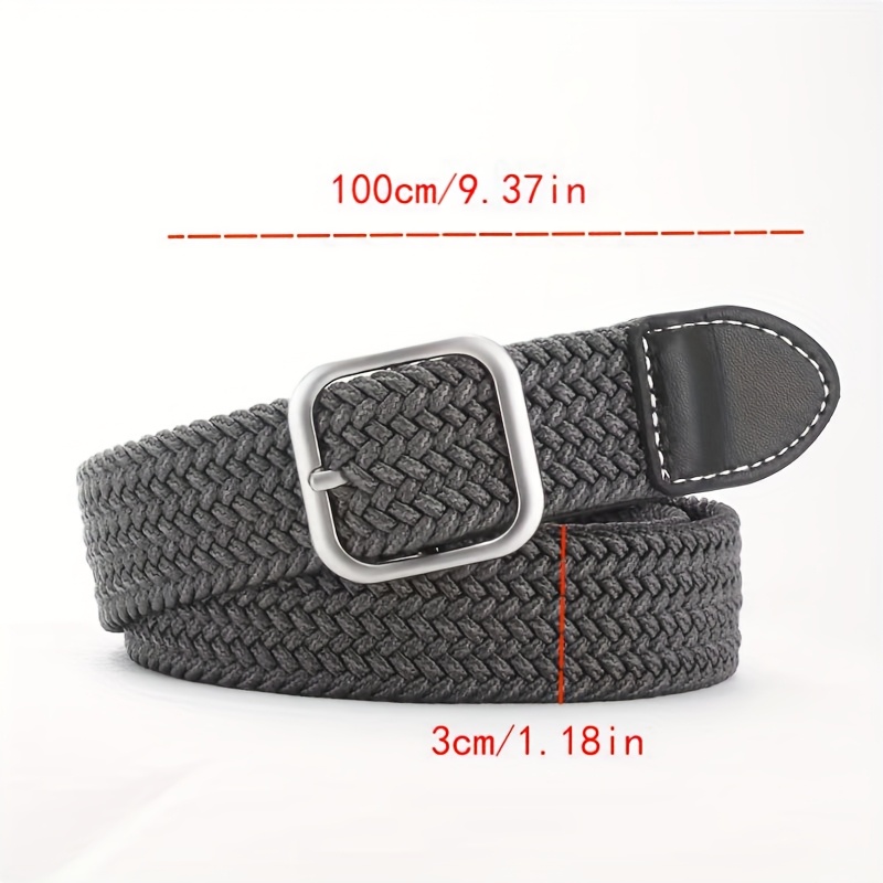 Woven Braided Belt Elastic Square Buckle One Size Fits Most